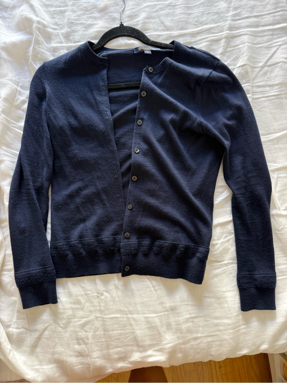 Brooks Brothers Navy Crewneck Button-Up Cardigan
